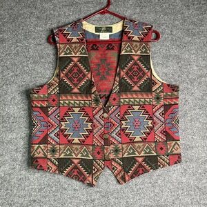 Orvis Vest‎ Women's Large Southwestern Aztec Pattern Colorful Boho Festival USA